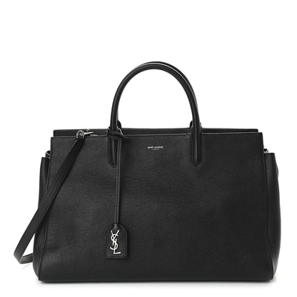 Saint Laurent Grained Calfskin Medium Cabas Rive Gauche Black 1 of 13