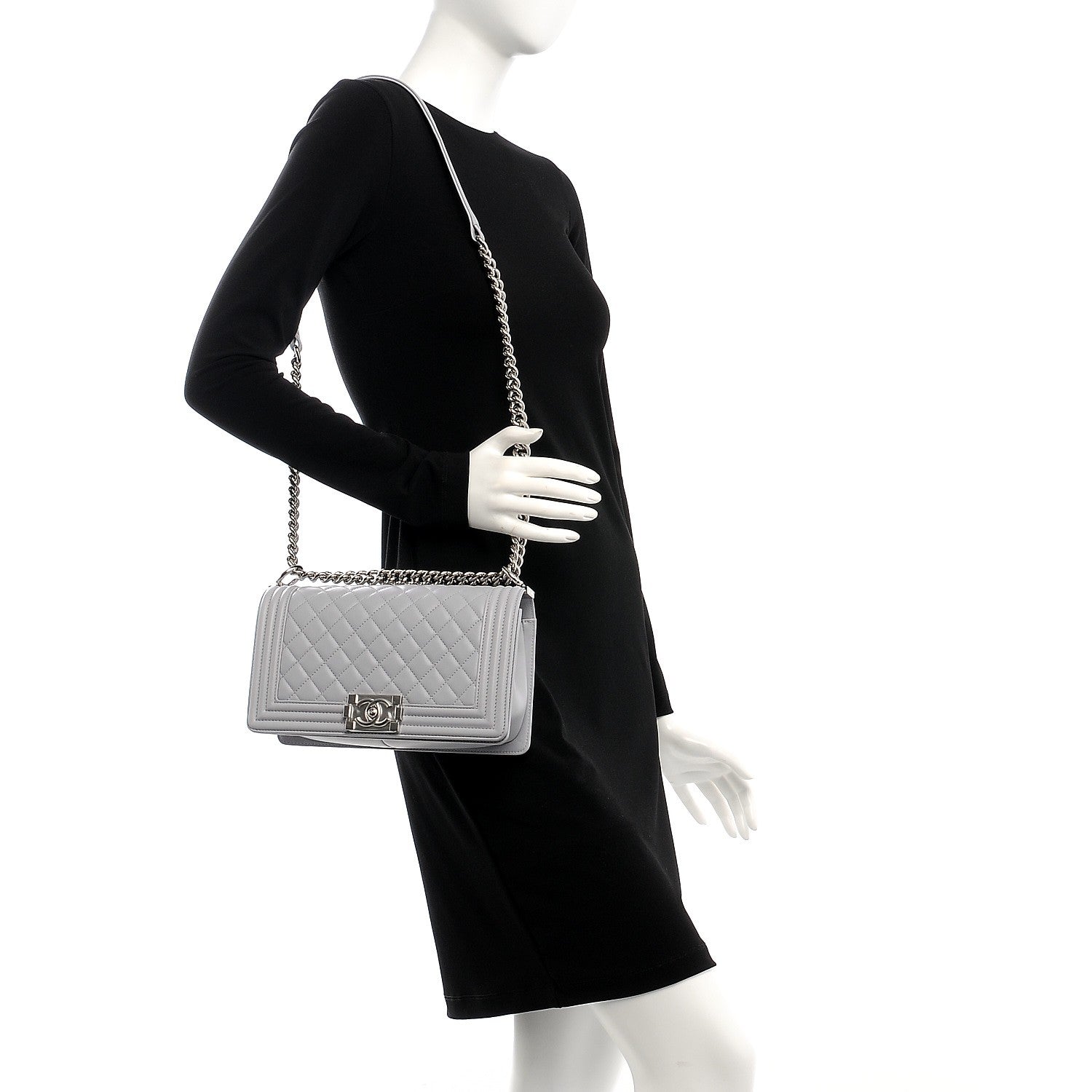 Chanel Lambskin Quilted Medium Boy Flap Grey 2 of 9
