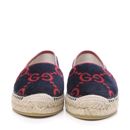 Gucci Terry Cloth GG Monogram Espadrilles 37 Blue Red 2 of 10