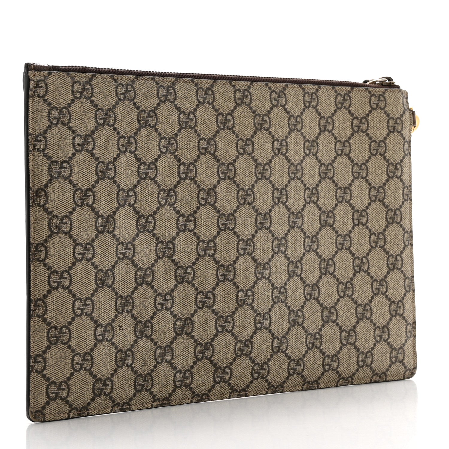 Gucci GG Supreme Monogram Neo Vintage Zip Wristlet Pouch Beige New Acero Crop 3 of 18