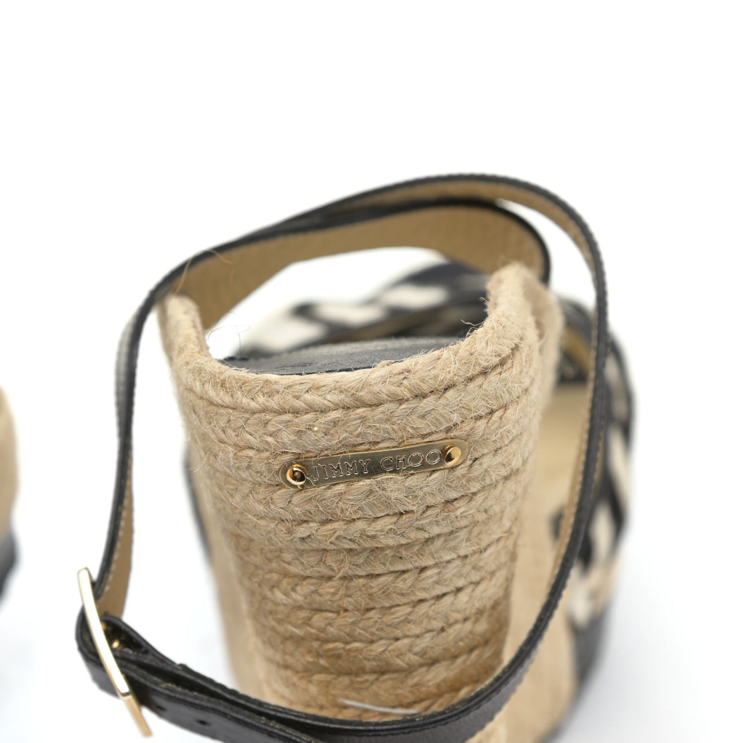 Pony Hair Zebra Print Papahi Espadrille Wedges 41 Black White