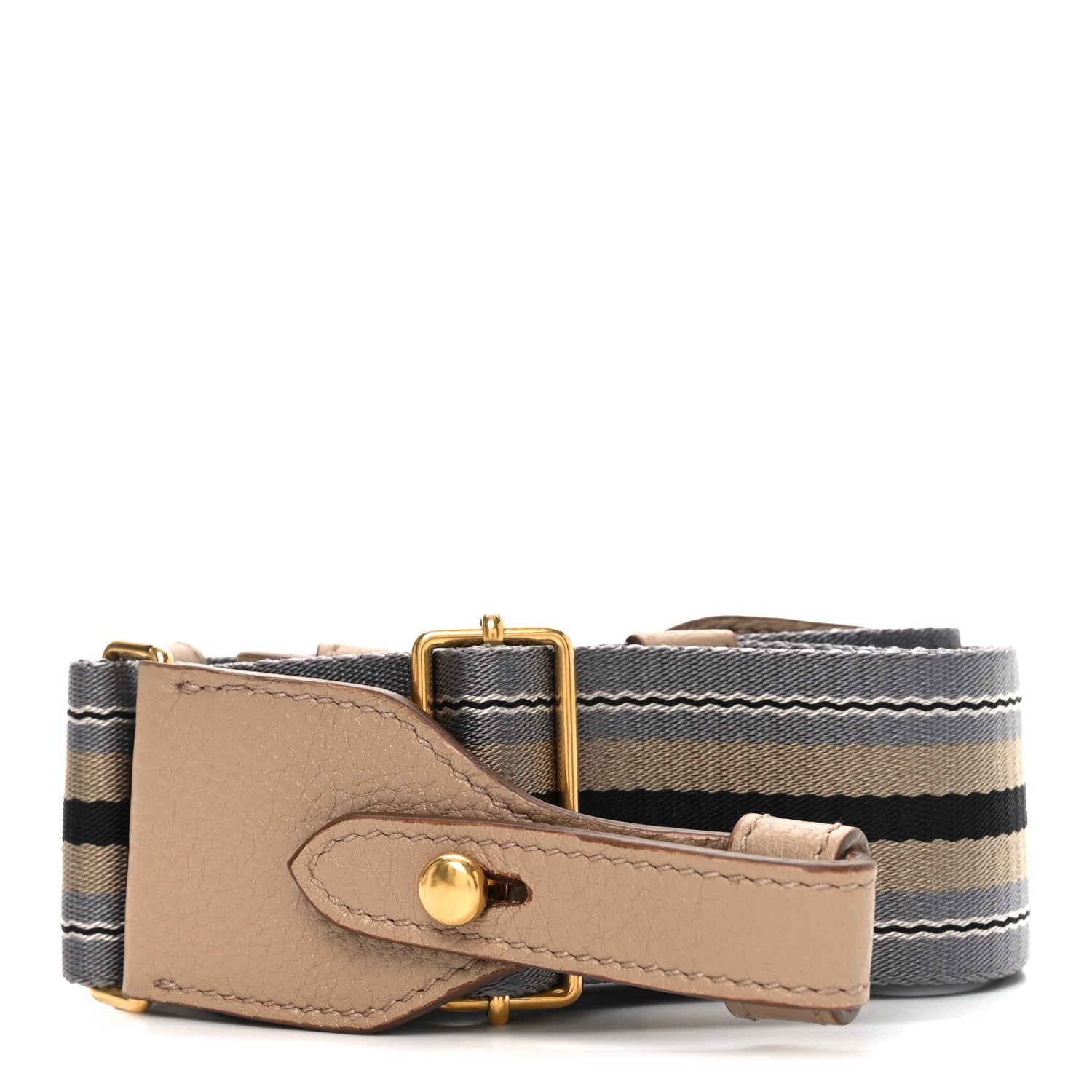 Prada Vitello Daino Striped Fabric Shoulder Strap Cammeo 1 of 3