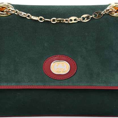 Gucci Suede Small Marina Chain Shoulder Bag Green Red 10 of 13