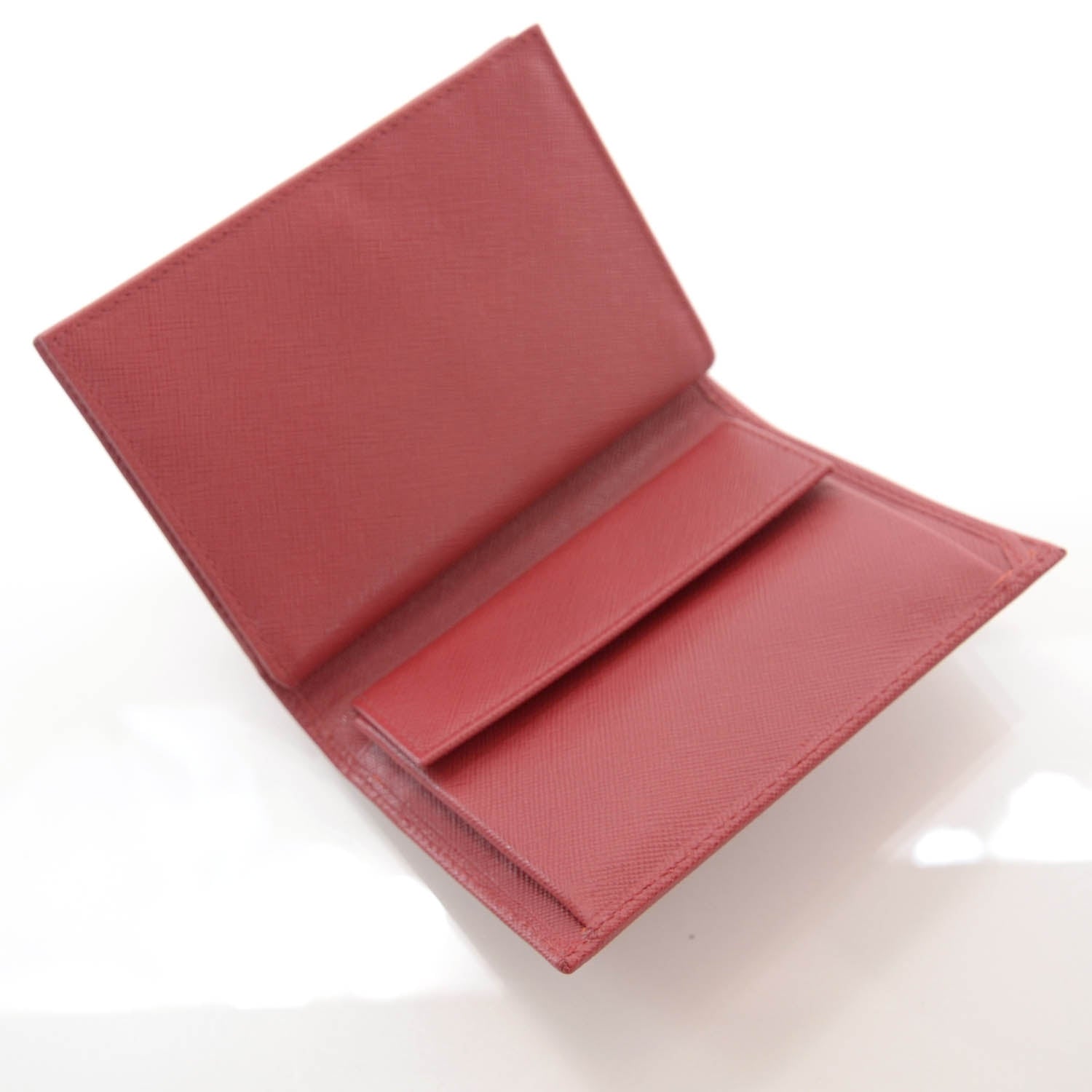 Prada Saffiano Metal Bi-Fold Wallet Fuoco 7 of 8