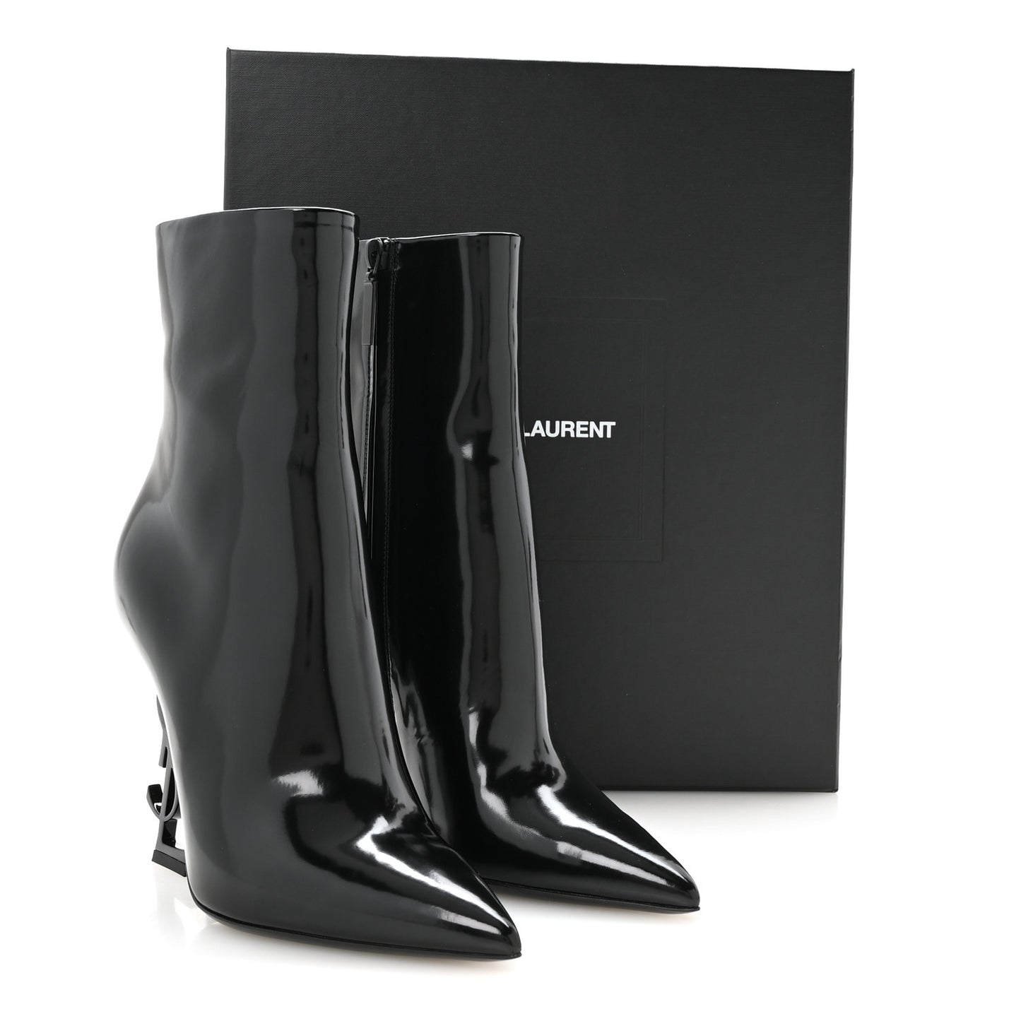 Glazed Calfskin Opyum Ankle Boots 37 Black