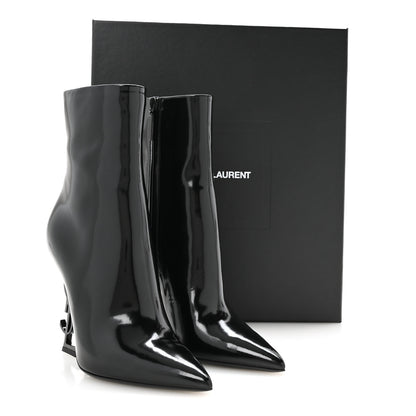Saint Laurent Glazed Calfskin Opyum Ankle Boots 37 Black 9 of 9