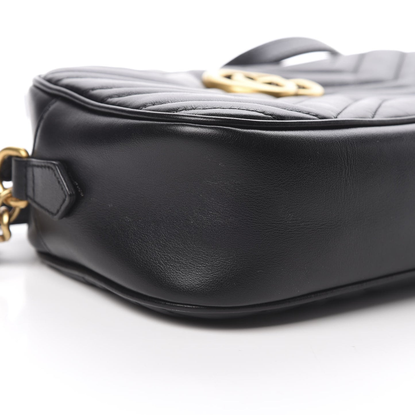 Calfskin Matelasse Small GG Marmont Chain Shoulder Bag Black