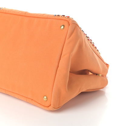 Prada Canapa Crystal Studded Tote Papaya 9 of 9