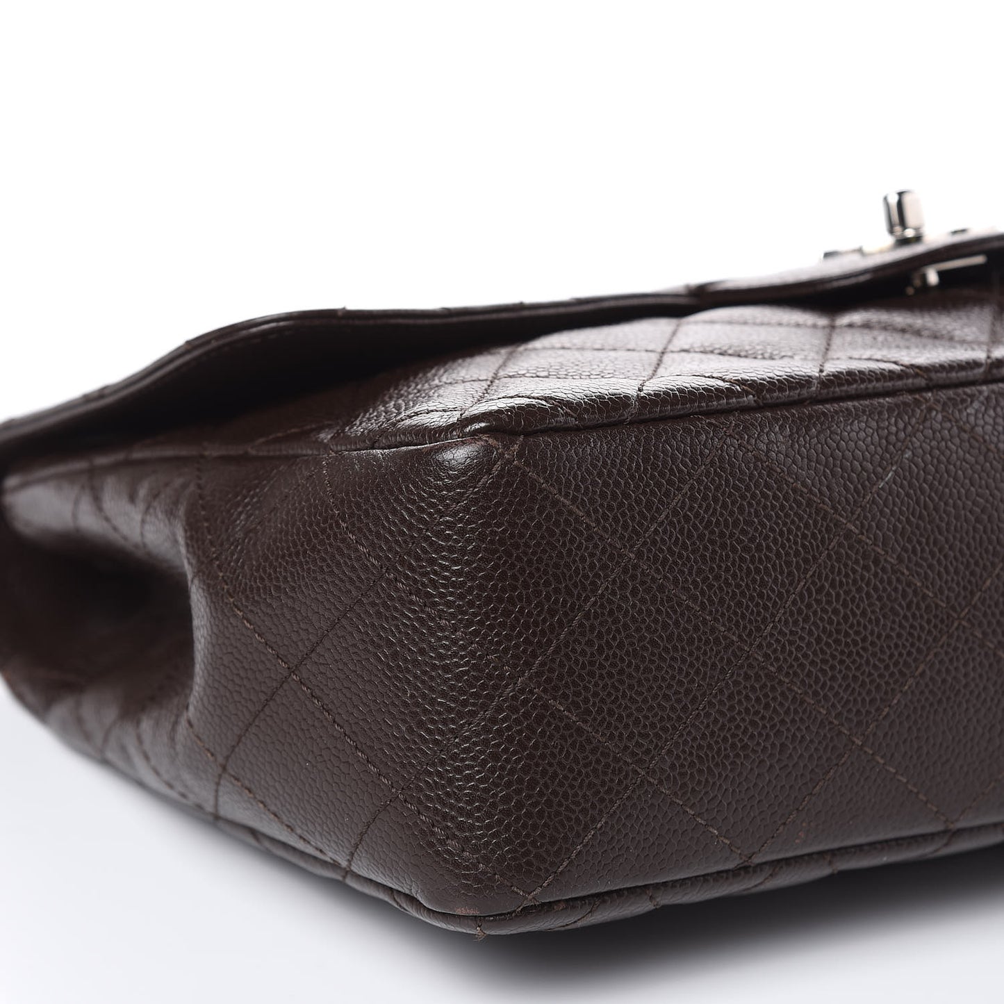 Caviar Quilted Jumbo Single Flap Dark Brown