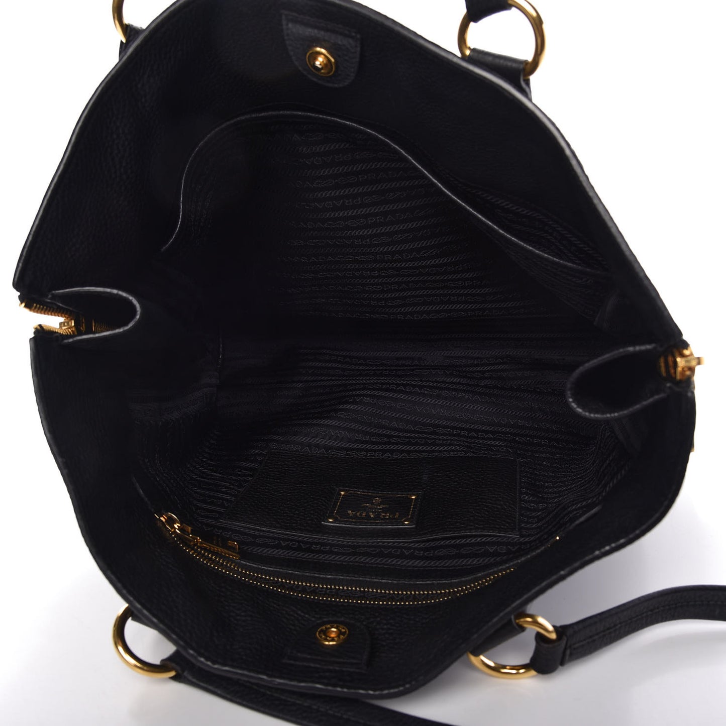 Vitello Daino Side Zip Tote Black