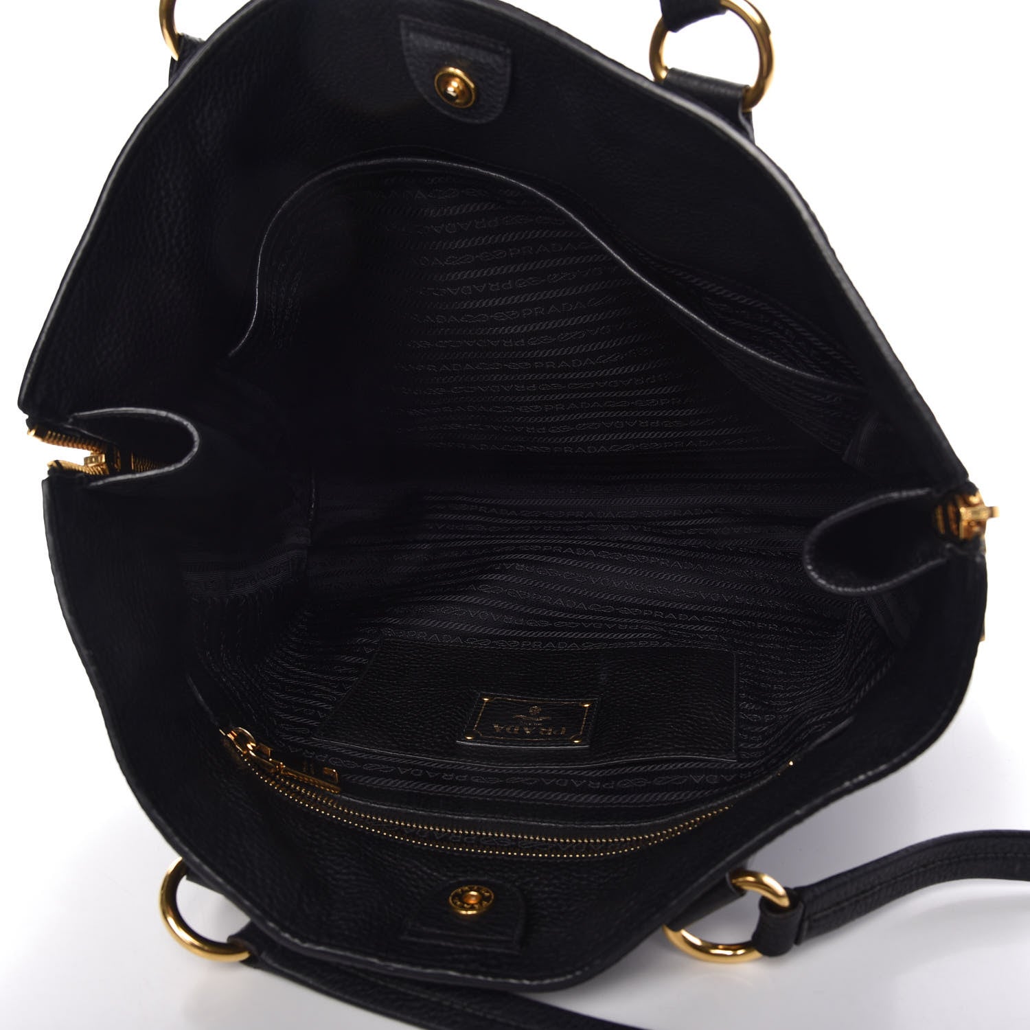 Prada Vitello Daino Side Zip Tote Black 5 of 11