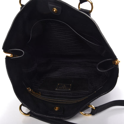Prada Vitello Daino Side Zip Tote Black 5 of 11