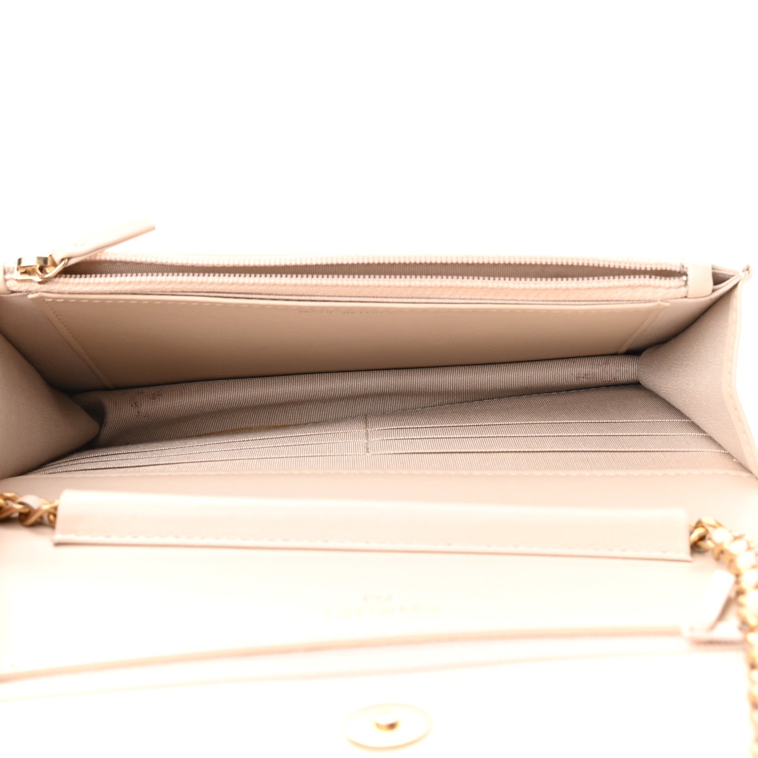 Chanel Lambskin Quilted Chain Around Wallet On Chain WOC Beige 5 of 13