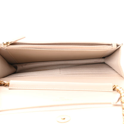 Chanel Lambskin Quilted Chain Around Wallet On Chain WOC Beige 5 of 13