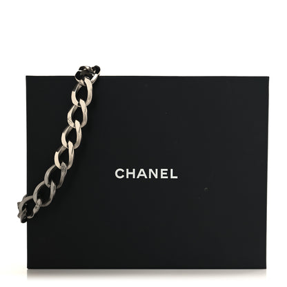 Chanel Metal Chain Link CC Choker Necklace Silver 5 of 5