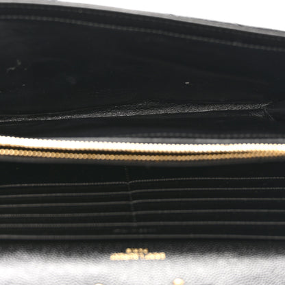 Saint Laurent Grain De Poudre Matelasse Chevron Monogram Chain Wallet Black 5 of 11