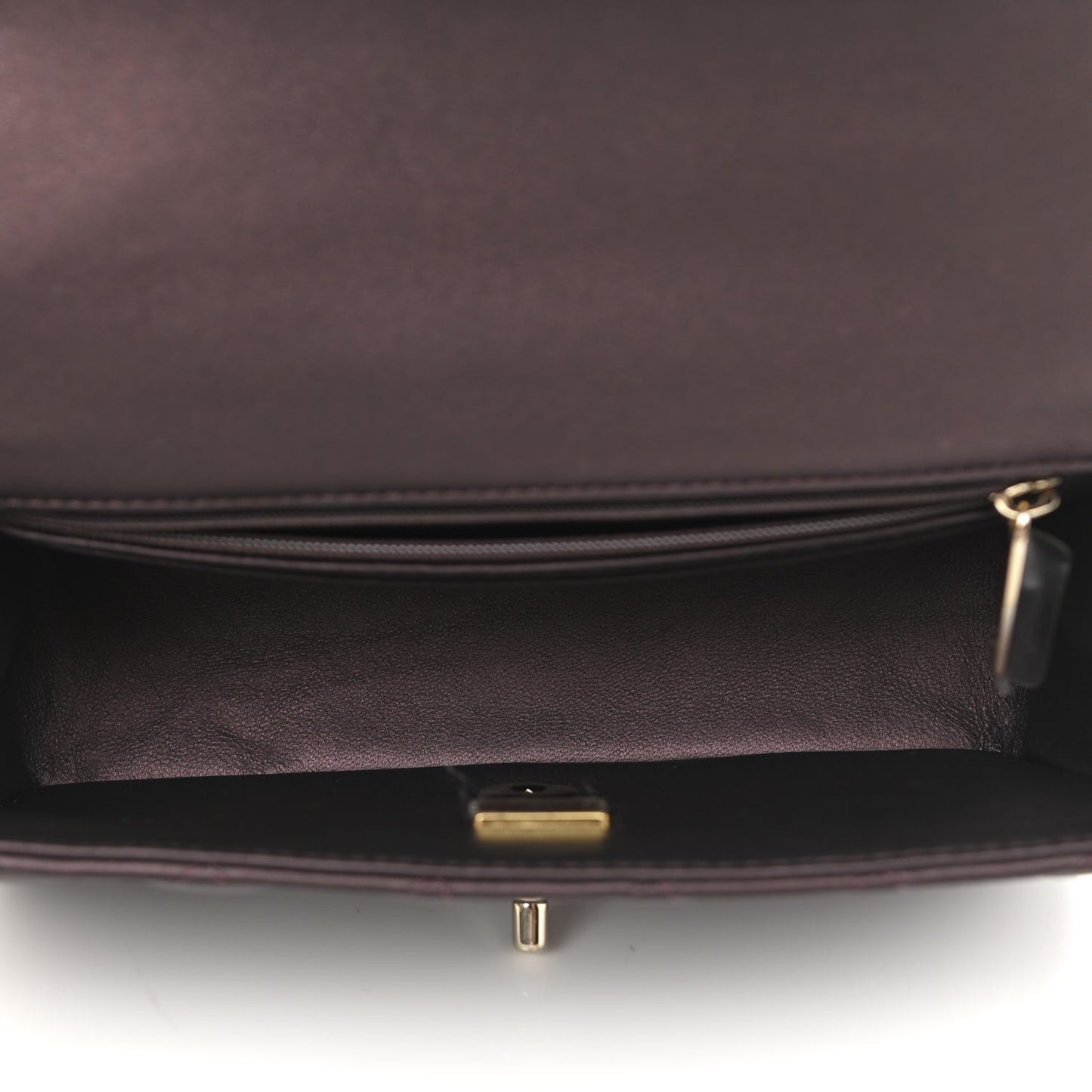 Iridescent Lambskin Quilted Mini Top Handle Rectangular Flap Burgundy