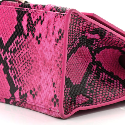 Balenciaga Shiny Calfskin Python Effect Small Hourglass Top Handle Bag Fuchsia Black 12 of 12