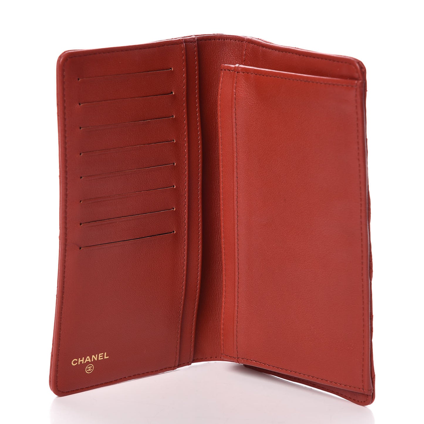Aged Calfskin Quilted Reissue Yen Wallet Red
