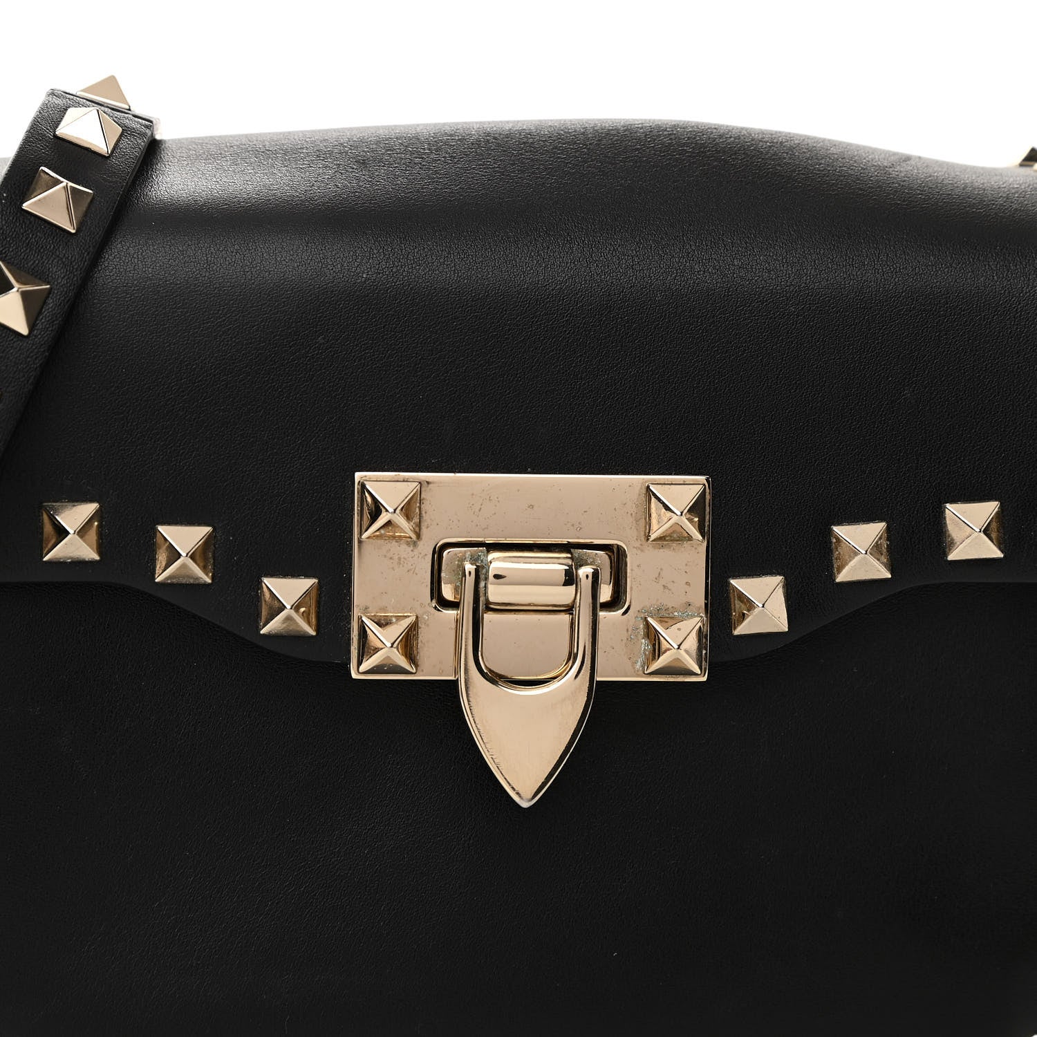 Valentino Garavani Vitello Small Rockstud Flap Saddle Bag Black 7 of 11
