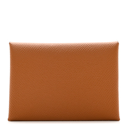 Hermes Epsom Calvi Duo Card Case Gold 1 of 6