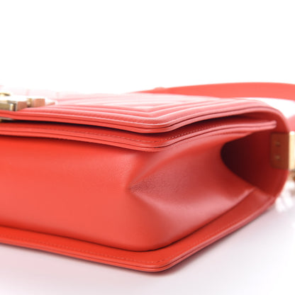 Chanel Calfskin Chevron Quilted Medium Boy Flap Red 10 of 11
