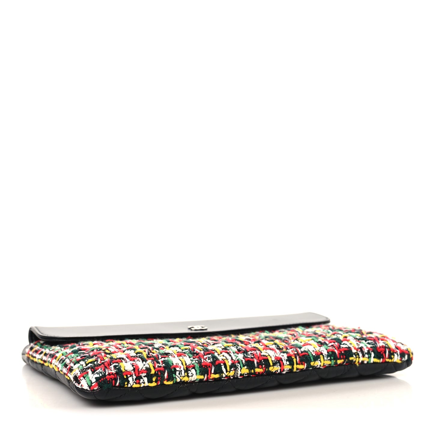 Tweed Lambskin Quilted Medium Flap Cosmetic Case White Red Black