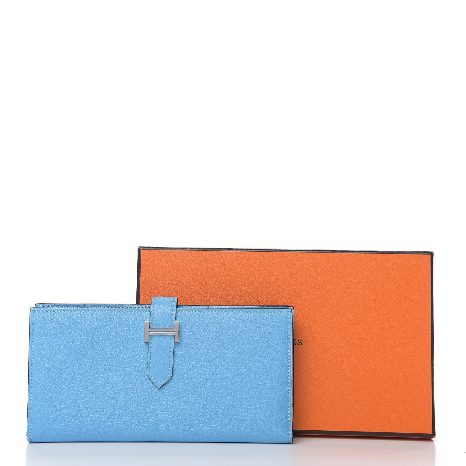 Hermes Chevre Mysore Bearn Gusset Wallet Celeste 7 of 7