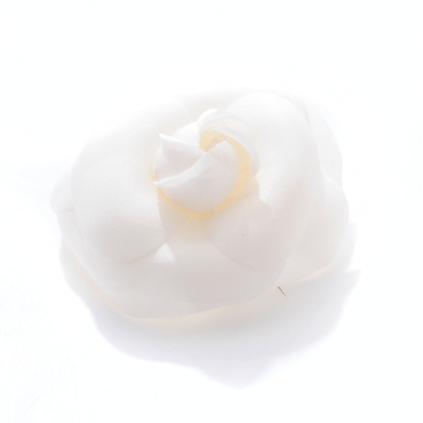 Satin Camellia Pin Brooch White