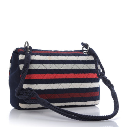 Chanel Jersey Felt Quilted Flap Red White Blue 3 of 10