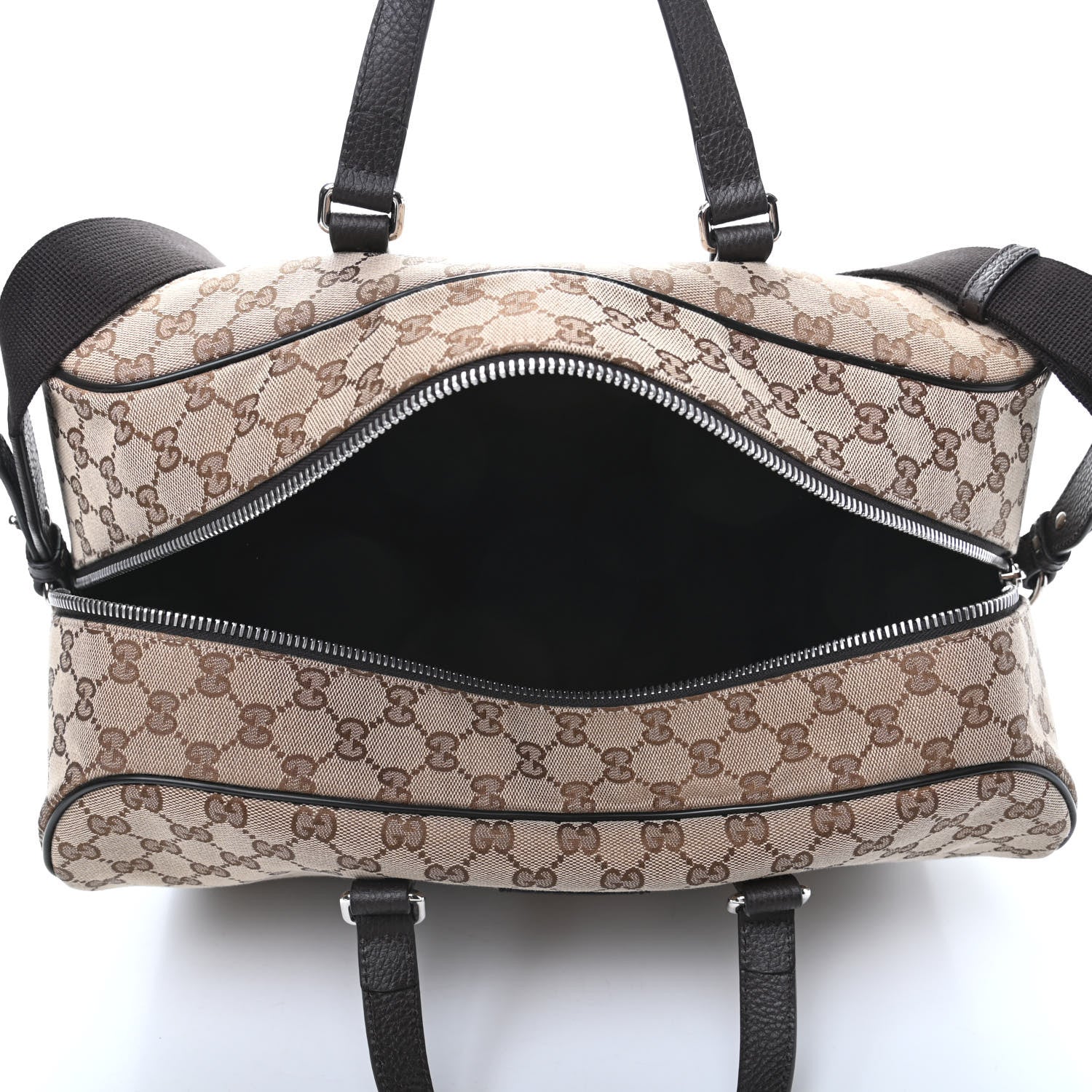 Gucci Monogram Dollar Calfskin Boston Duffle Bag Beige Ebony Testa di Moro Marrone Scuro 4 of 8