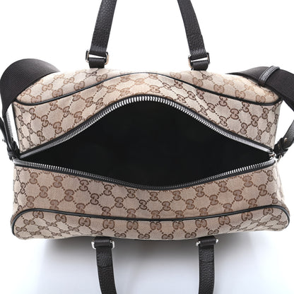 Gucci Monogram Dollar Calfskin Boston Duffle Bag Beige Ebony Testa di Moro Marrone Scuro 4 of 8