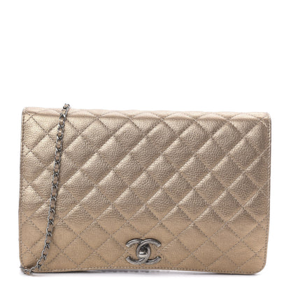 Chanel Metallic Calfskin Quilted Flap Clutch Light Bronze 1 of 13
