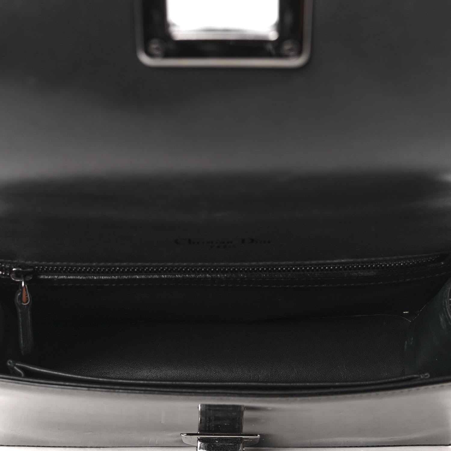 Christian Dior Metallic Patent Micro-Cannage Medium Diorama Flap Bag Graphite 4 of 4