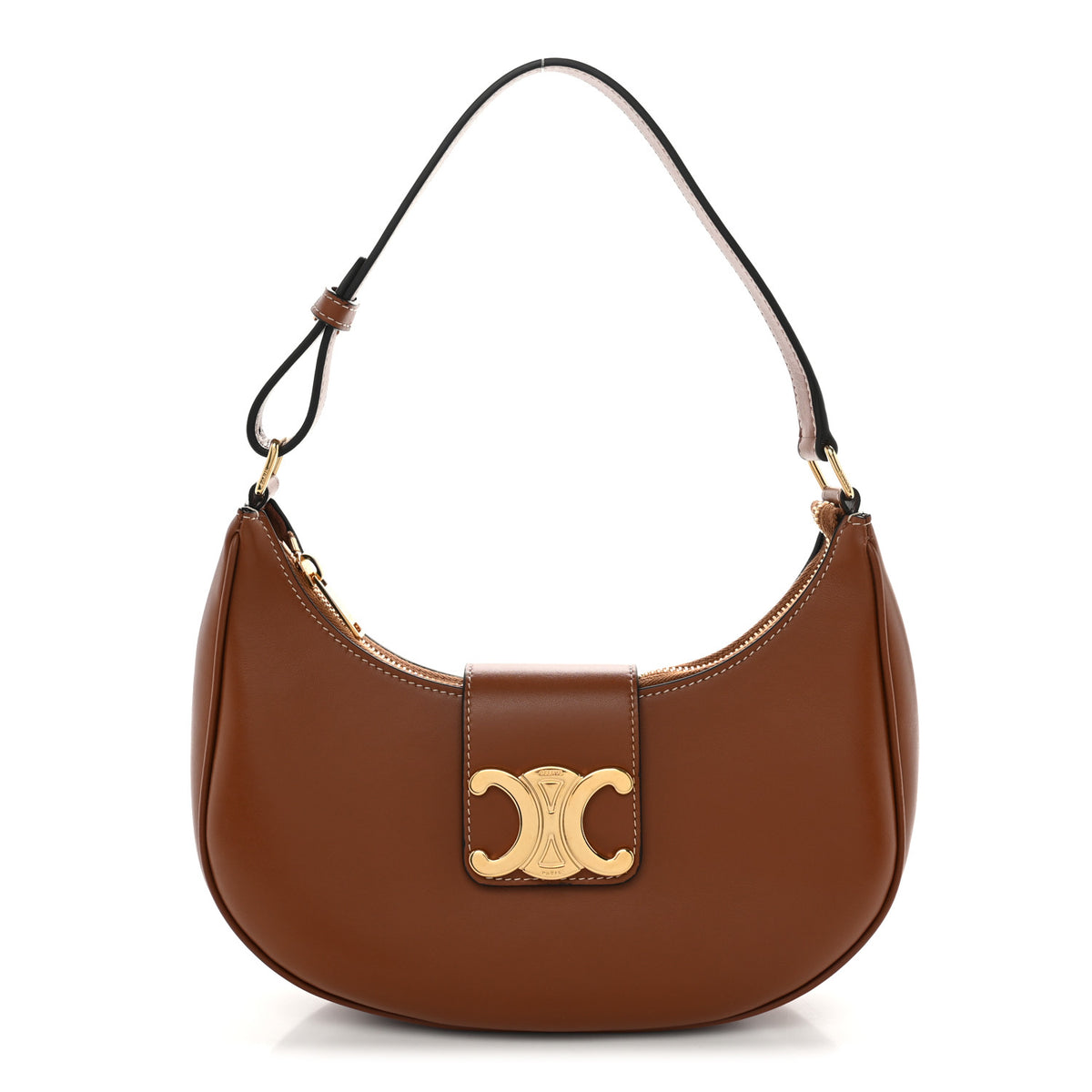 Celine Smooth Calfskin Medium Strap Ava Triomphe Shoulder Bag Tan 1 of 10