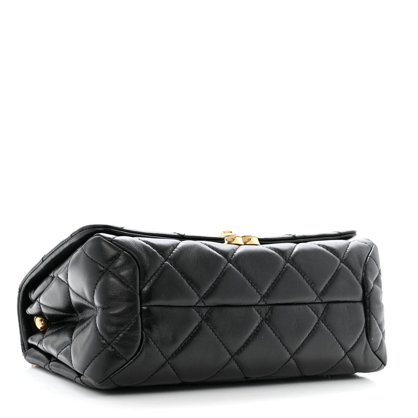 Lambskin Quilted Medium Color Match Flap Black