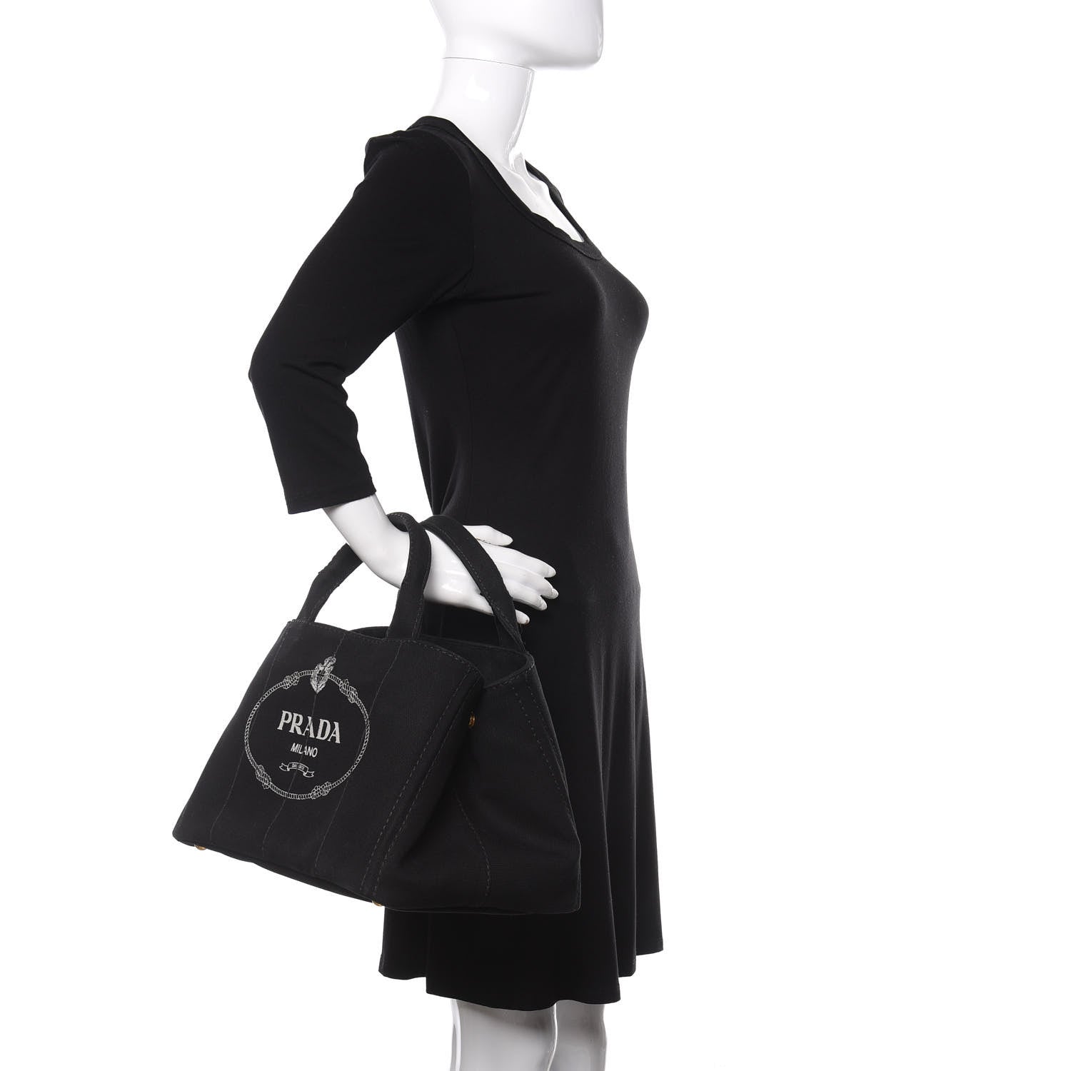 Prada Canapa Logo Tote Black 2 of 15