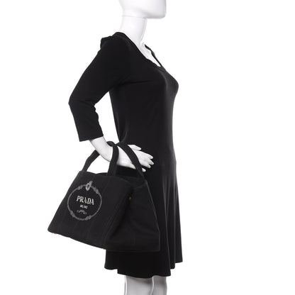 Prada Canapa Logo Tote Black 2 of 15