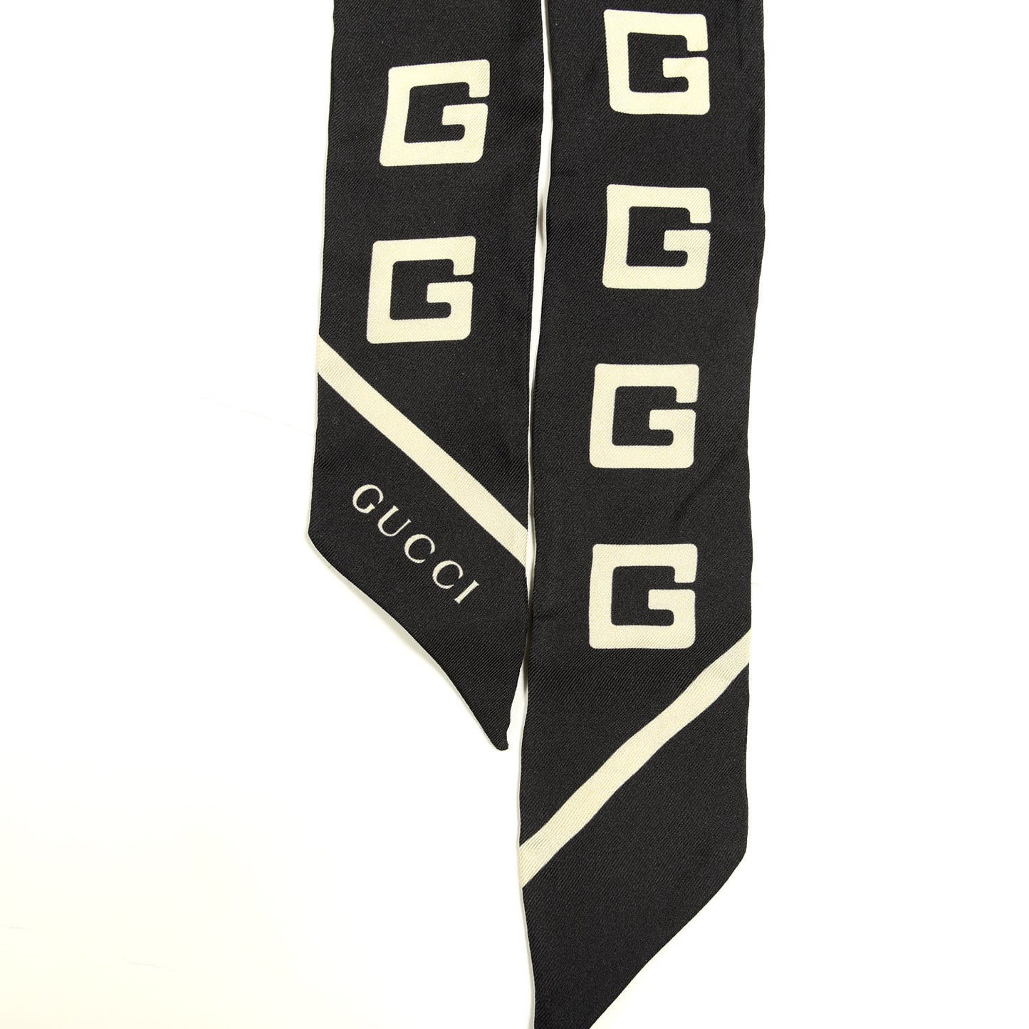 Silk Square G Neck Bow Scarf Black