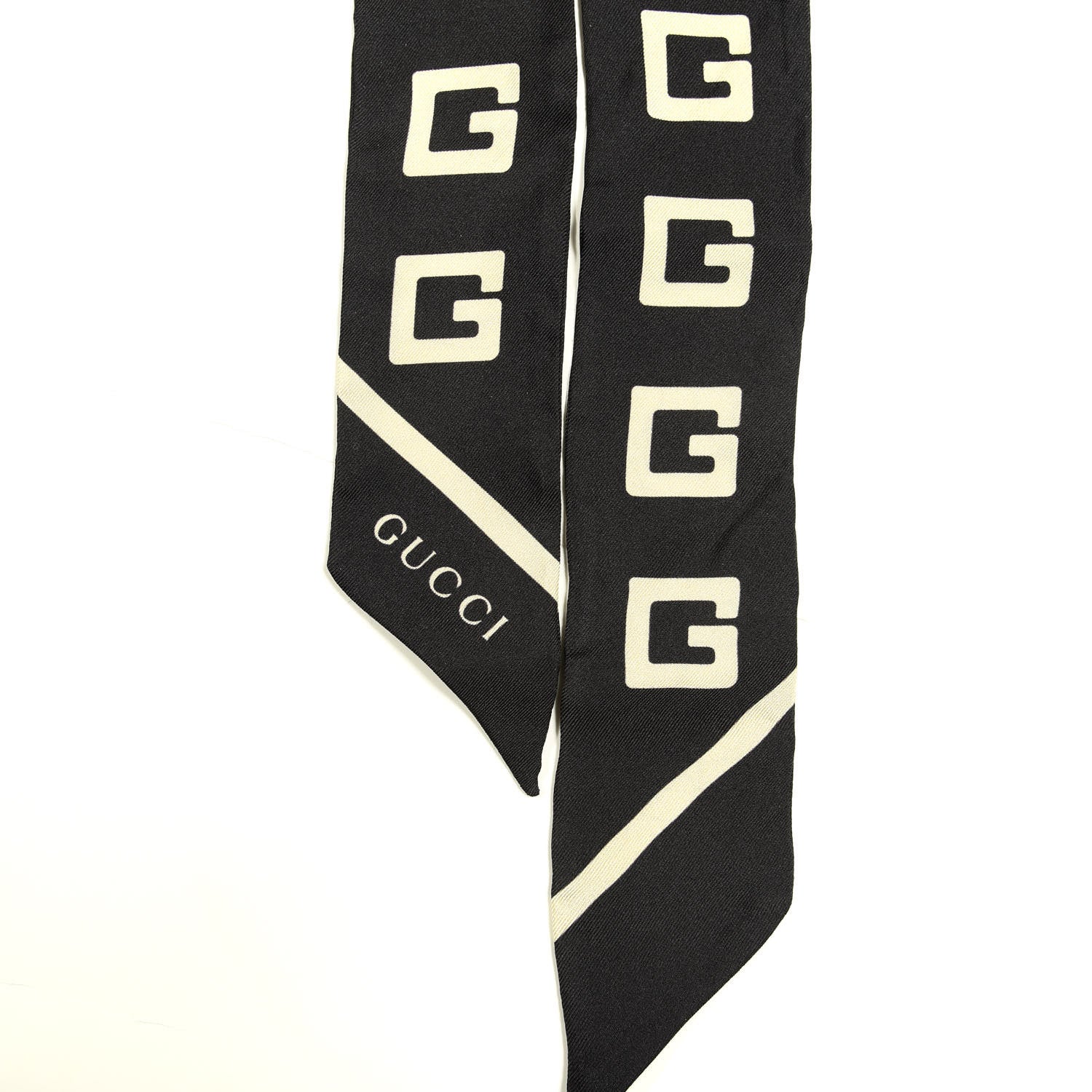 Gucci Silk Square G Neck Bow Scarf Black 3 of 4