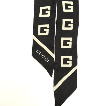 Gucci Silk Square G Neck Bow Scarf Black 3 of 4