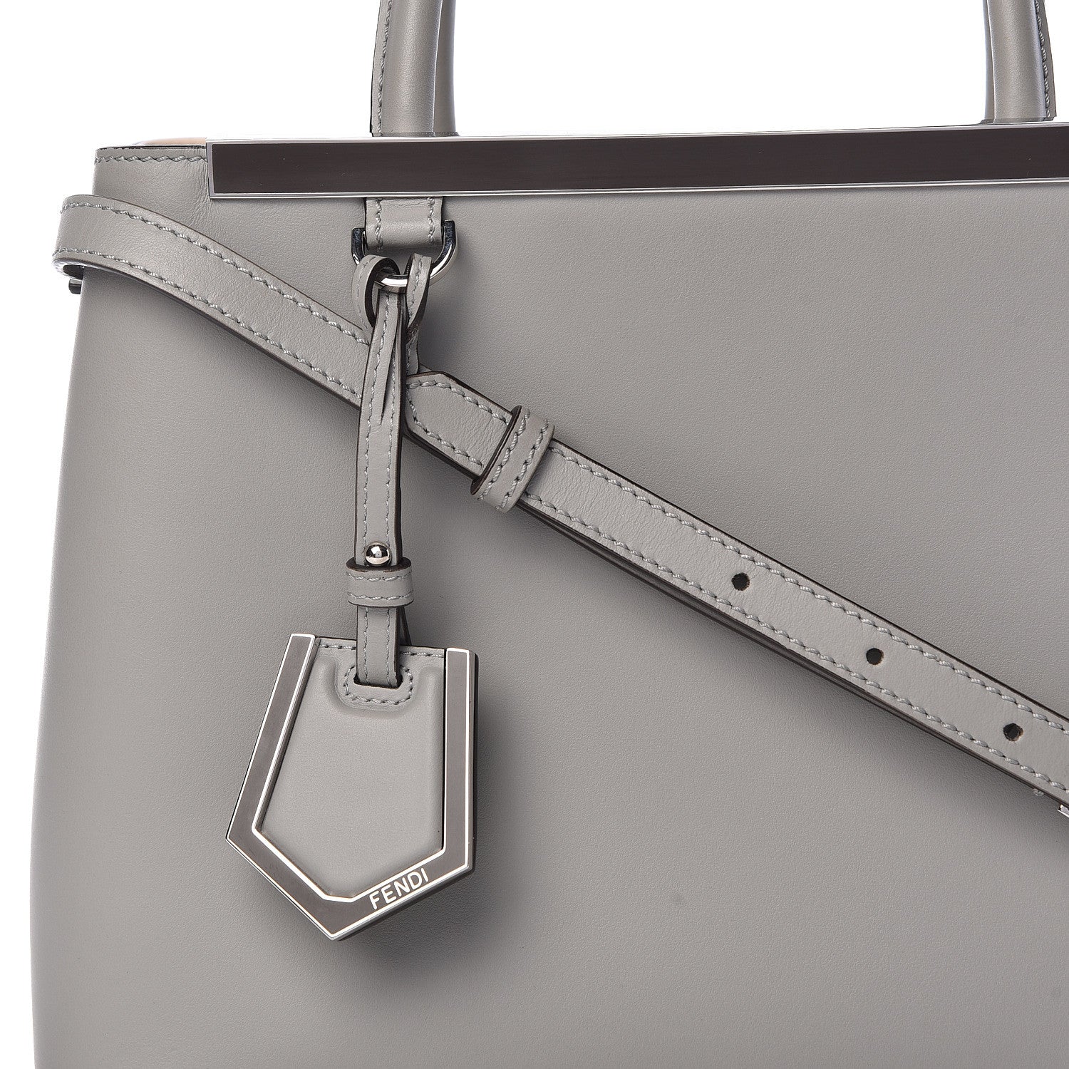 Fendi Vitello Cenury Petite 2Jours Tote Ghiaccio Camelia 8 of 12