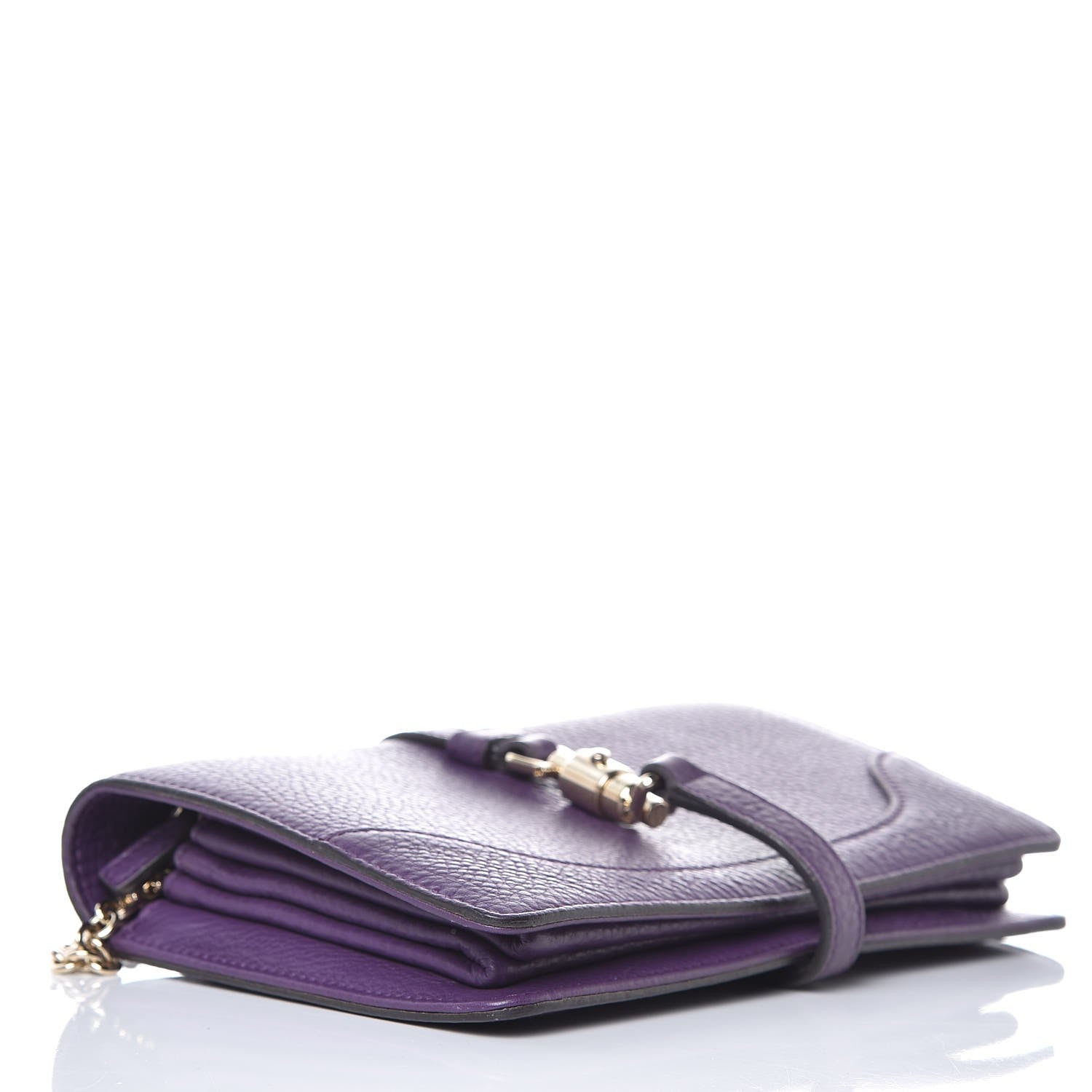 Gucci Pebbled Calfskin Piston Broadway Evening Bag Purple 4 of 7