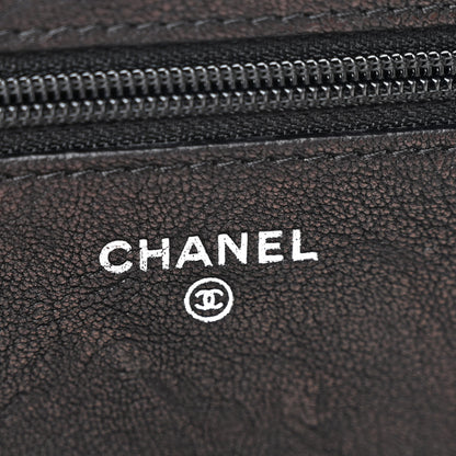 Chanel Crumpled Lambskin Studded Paris Dallas Wallet On Chain WOC Black 6 of 14