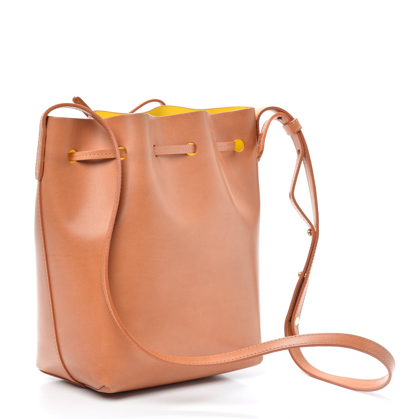 Vegetable Tanned Calfskin Mini Bucket Bag Cammello Sun