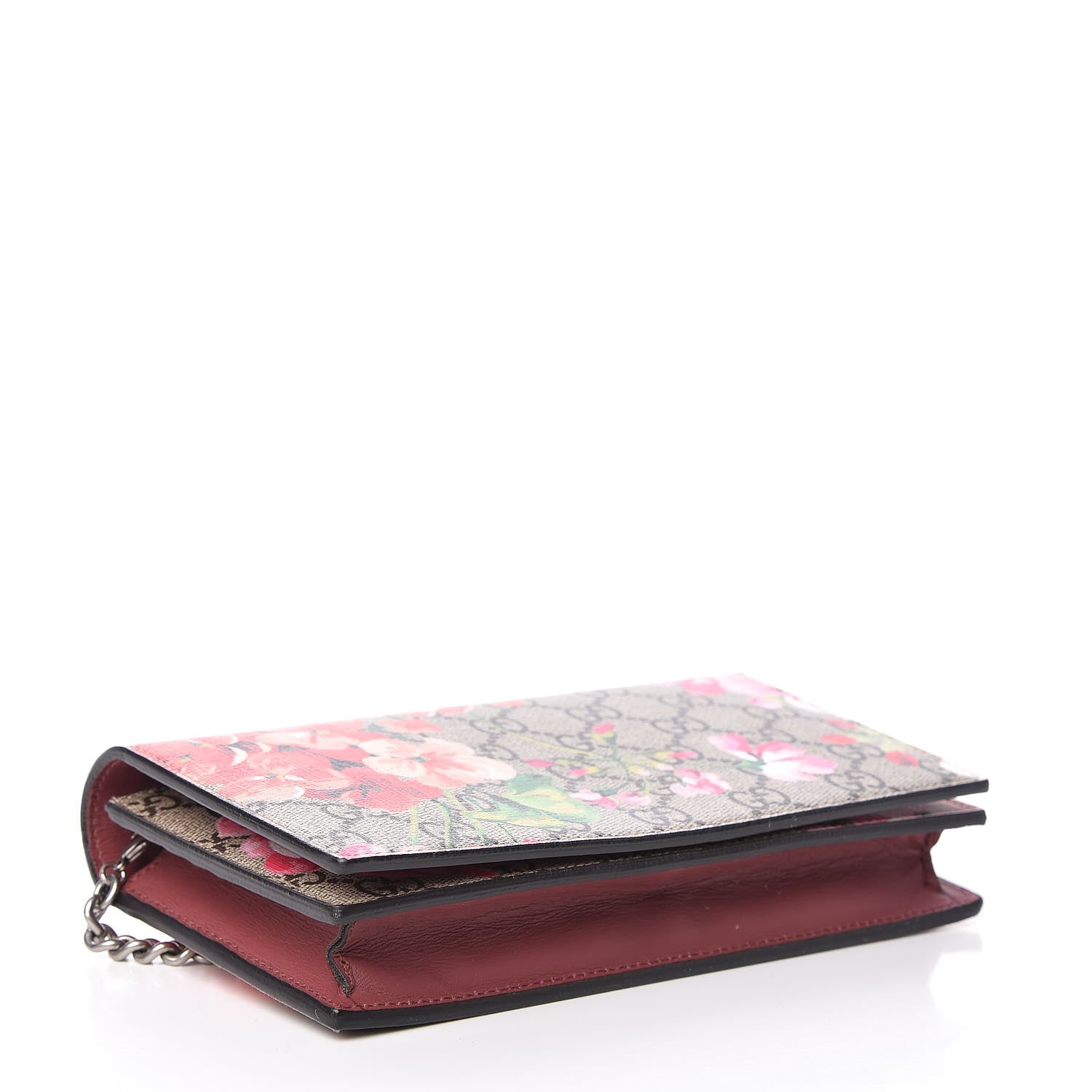 Gucci GG Supreme Monogram Blooms Chain Wallet Beige Multicolor Dry Rose 4 of 13