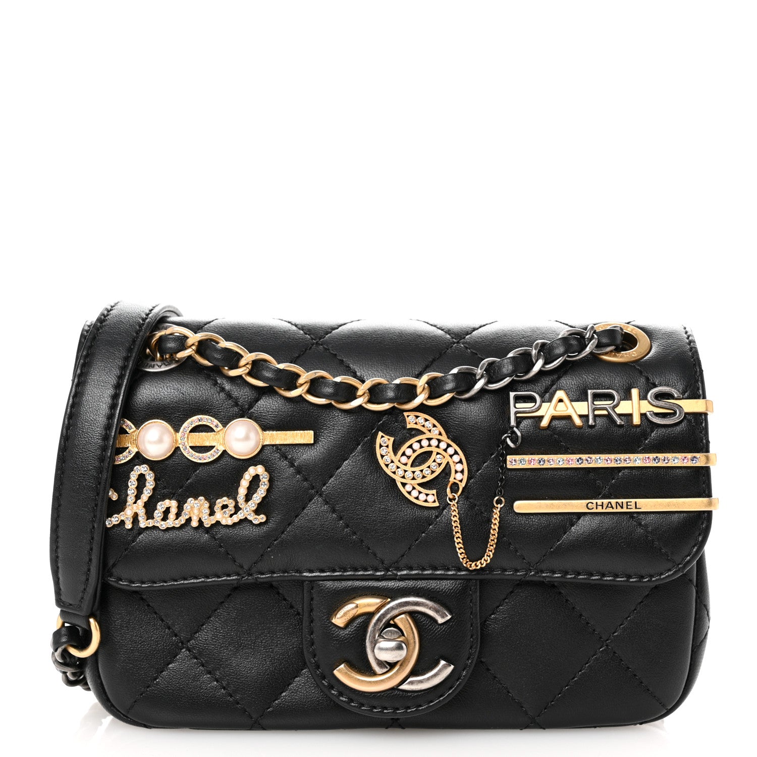 Chanel Lambskin Quilted Mini Coco Clips Single Flap Black 1 of 11