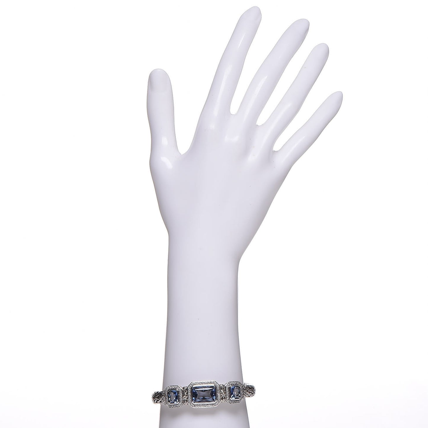 Sterling Silver 18K Yellow Gold Blue Topaz Diamond Batu Sari Bracelet