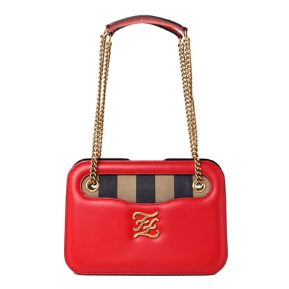Fendi Vitello King Nubuck Pequin Karligraphy Pocket Shoulder Bag Rosso Cardinale Tobacco Moro 1 of 13