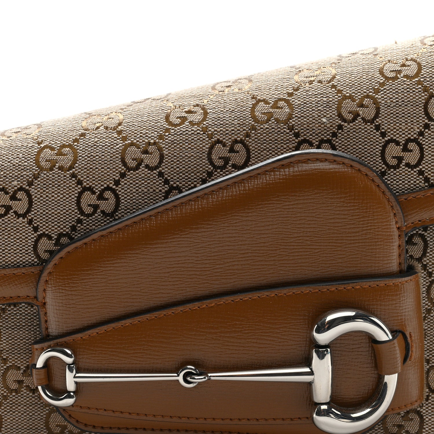 Gucci Monogram Small Horsebit 1955 Asymmetric Shoulder Bag Beige Brown Sugar 8 of 10